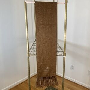 Alpaca Camargo Cusqueño Camel Brown Peru Scarf Fringe 78" Embroidered Lama